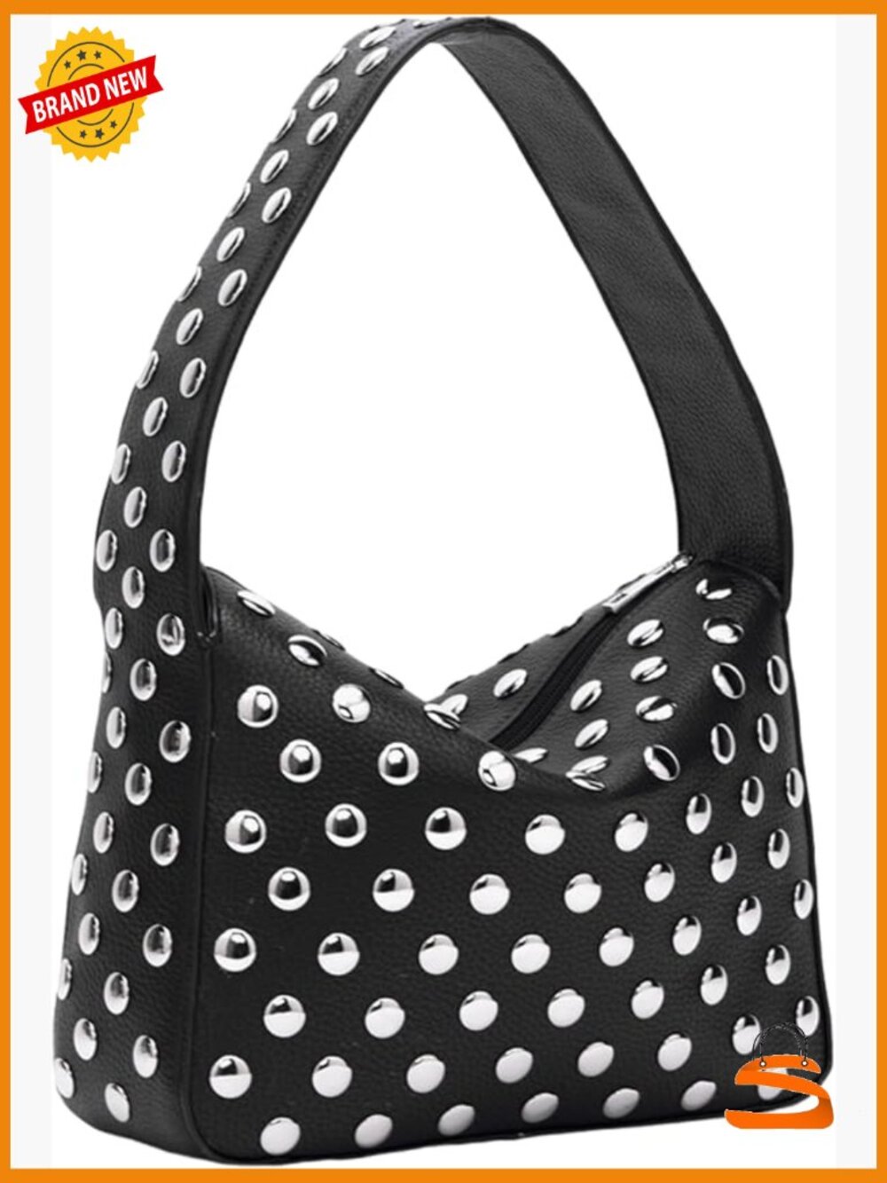 Y2K Studded Hobo Shoulder Bag Vegan Leather Streetwear